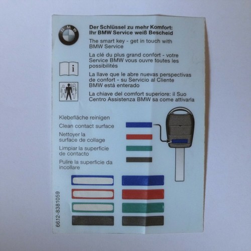 Bmw key sticker label marker - bmw,